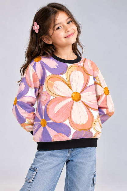 Pastel Bloom Kids AOP Sweatshirt