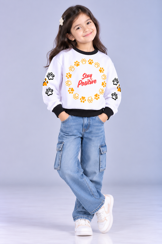 Stay Pawsitive Kids AOP Sweatshirt
