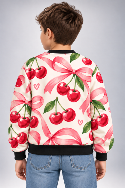 Cherry Bow Bliss Kids AOP Sweatshirt