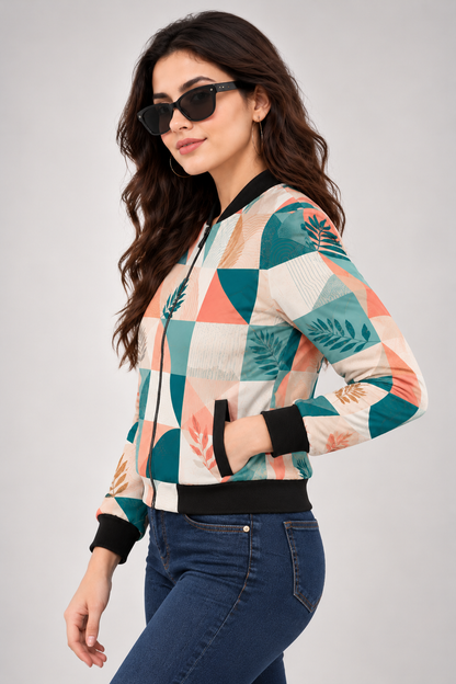Botanical Mosaic Women’s AOP Bomber Jacket