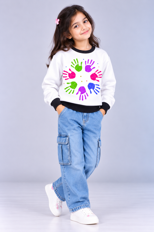 Colorful Handprint Circle Kids AOP Sweatshirt