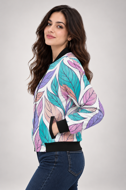 Pastel Leafscape Women’s AOP Bomber Jacket