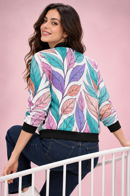 Pastel Leafscape Women’s AOP Bomber Jacket