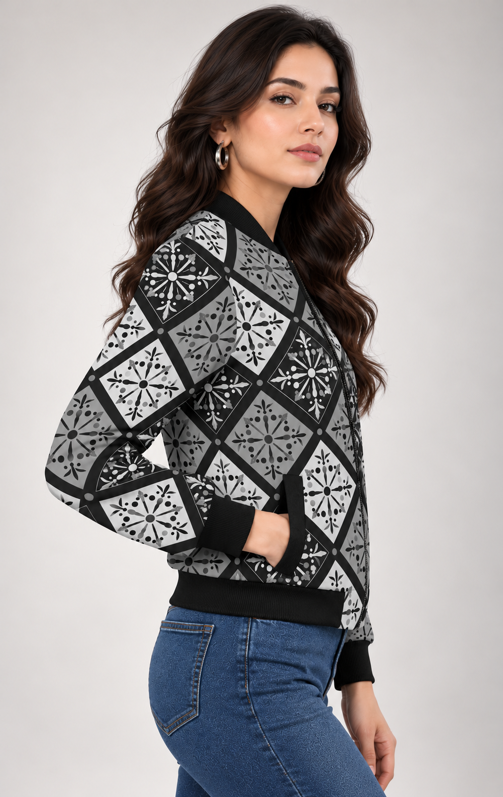 Monochrome Heritage Women’s AOP Bomber Jacket