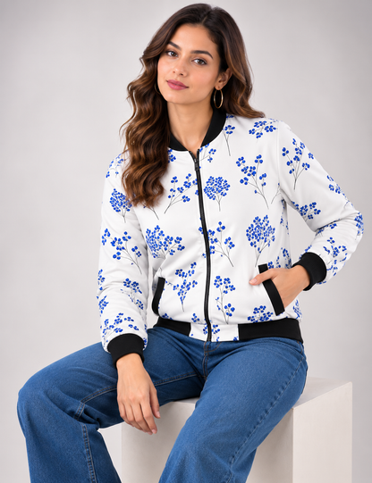 Cobalt Bloom Women’s AOP Bomber Jacket