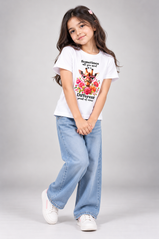 For Kids: Different Point of View Girl's Crew Neck T-Shirt