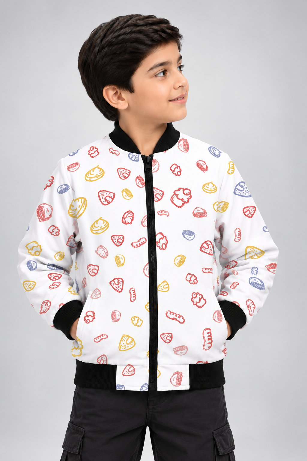 Snack Doodle AOP Kids Bomber Jacket