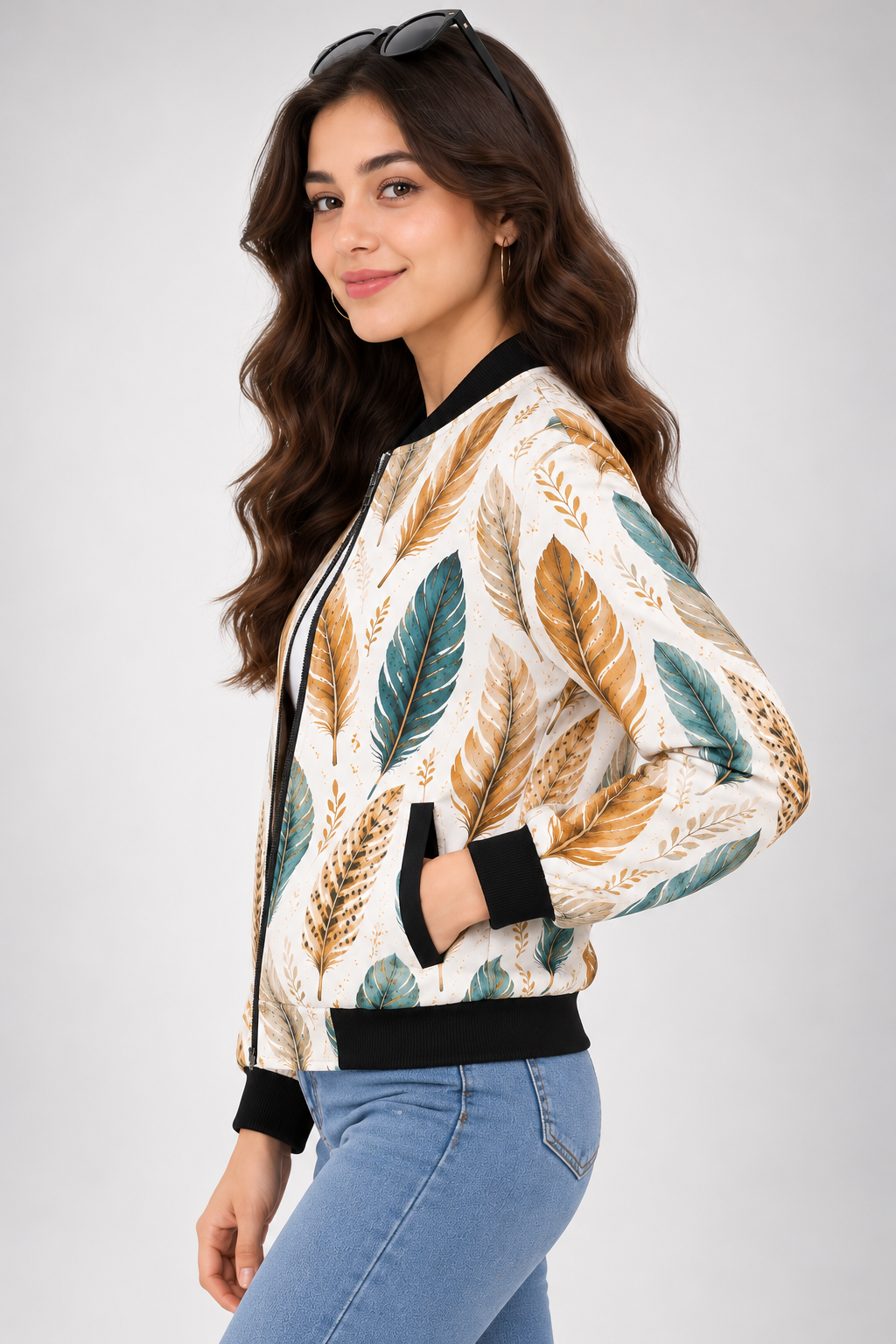 Autumn Feather Women’s AOP Bomber Jacket