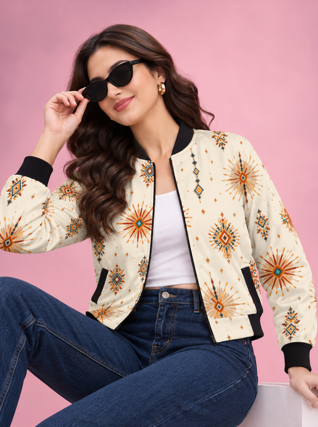 Desert Radiance Women’s AOP Bomber Jacket