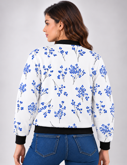 Cobalt Bloom Women’s AOP Bomber Jacket