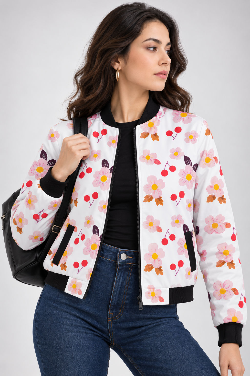 Blossom Pop Women’s AOP Bomber Jacket