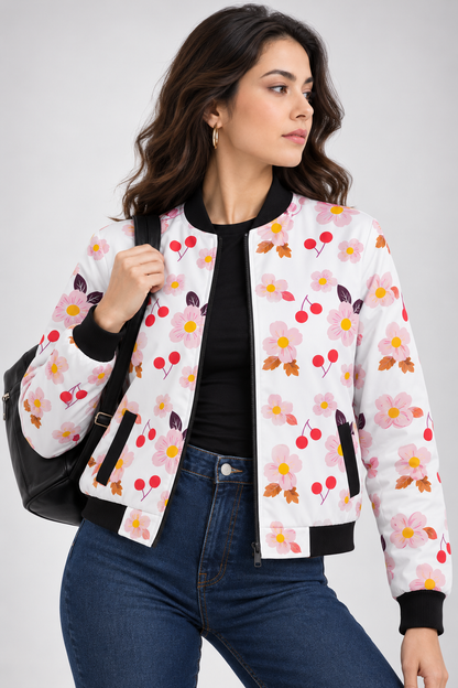 Blossom Pop Women’s AOP Bomber Jacket