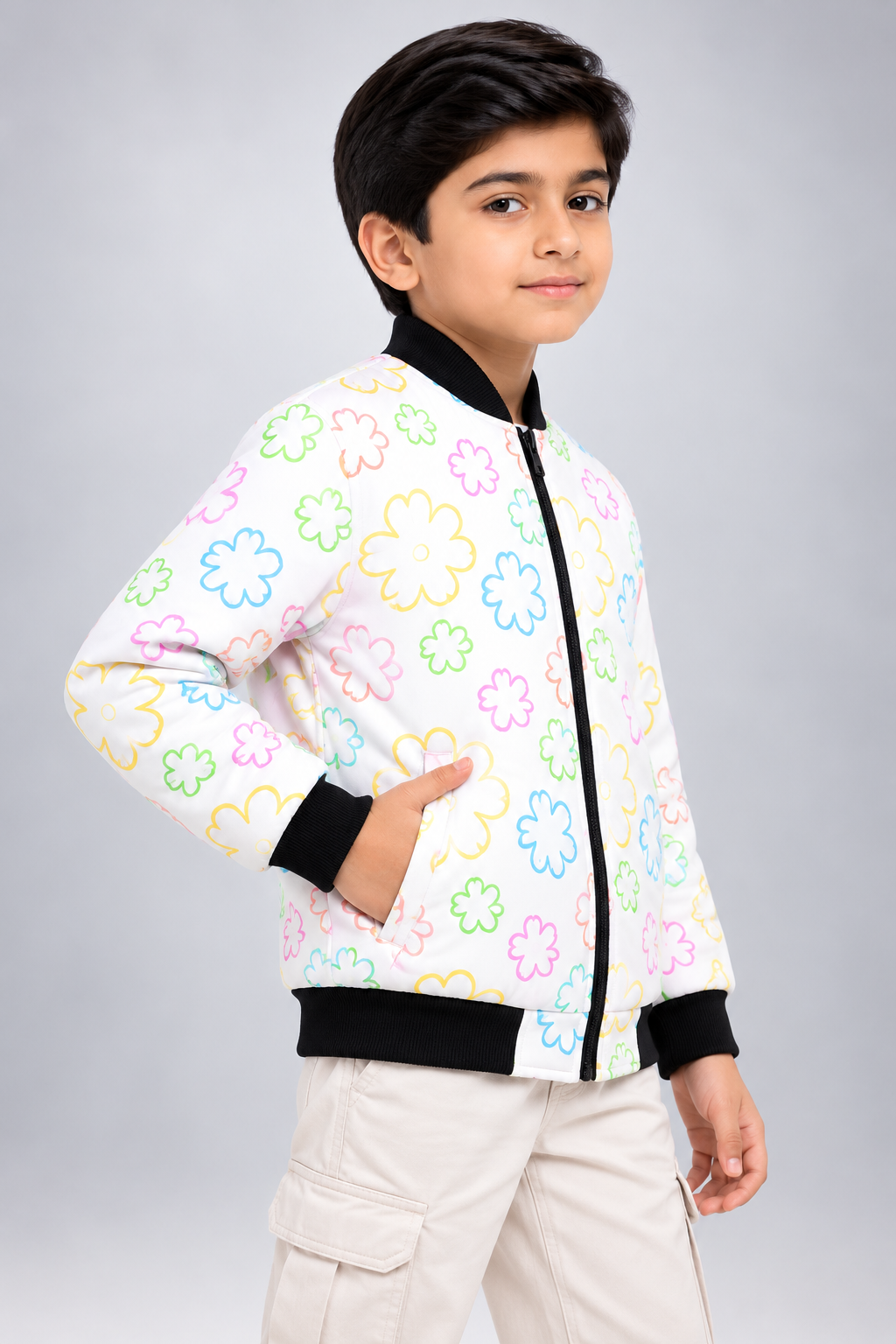 Playful Petals AOP Kids Bomber Jacket