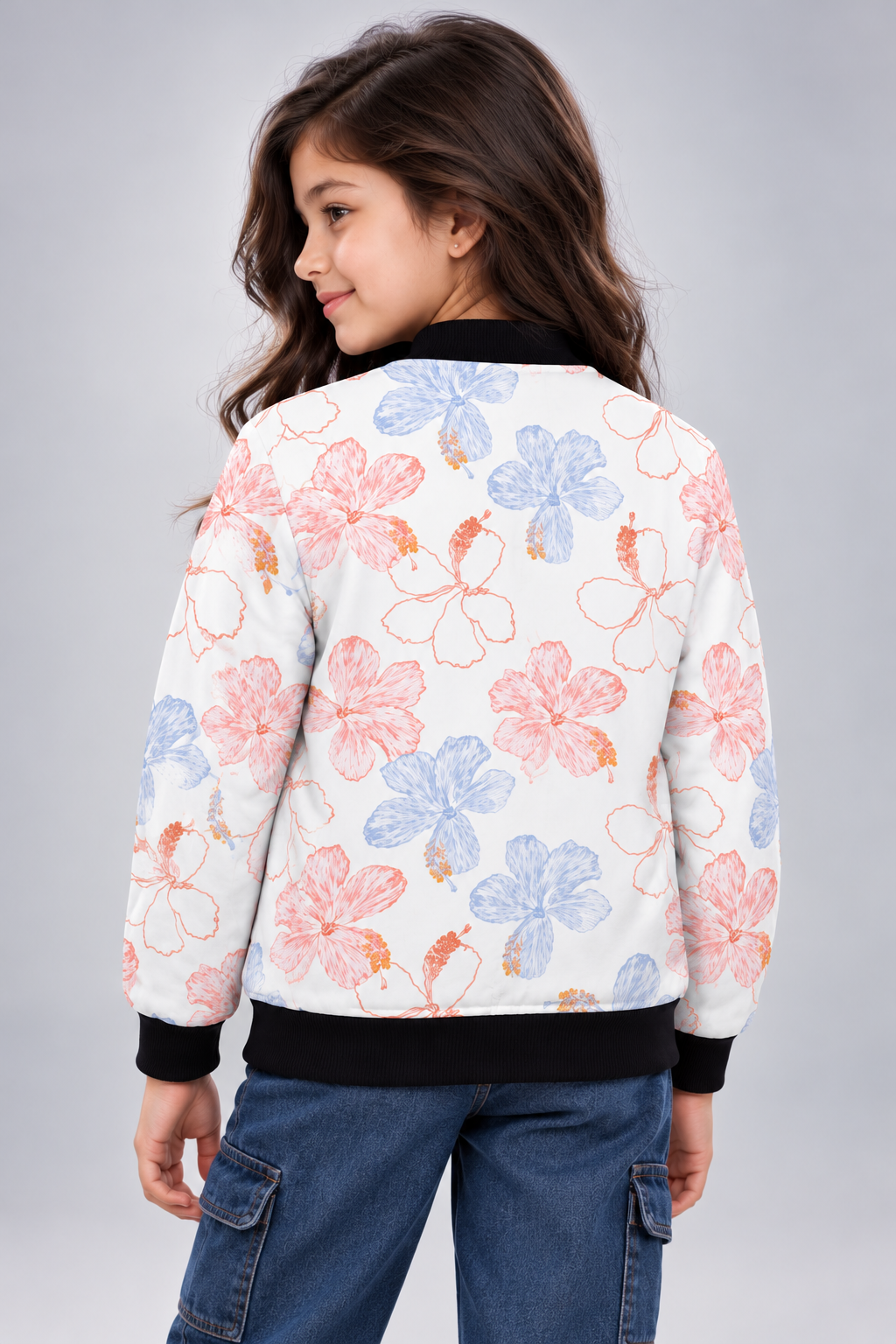Blush Bloom AOP Kids Bomber Jacket