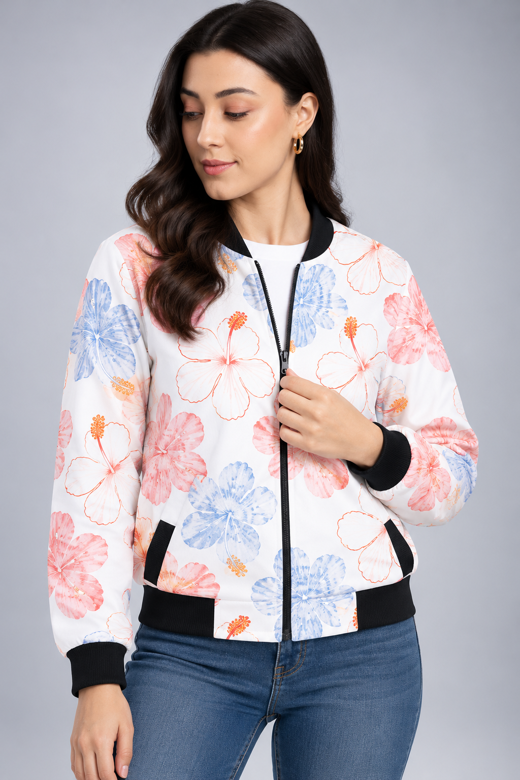 Blush Bloom Women’s AOP Bomber Jacket