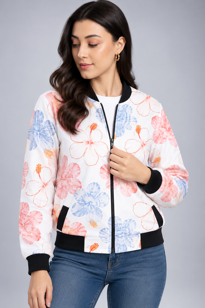 Blush Bloom Women’s AOP Bomber Jacket