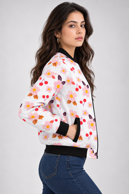 Blossom Pop Women’s AOP Bomber Jacket