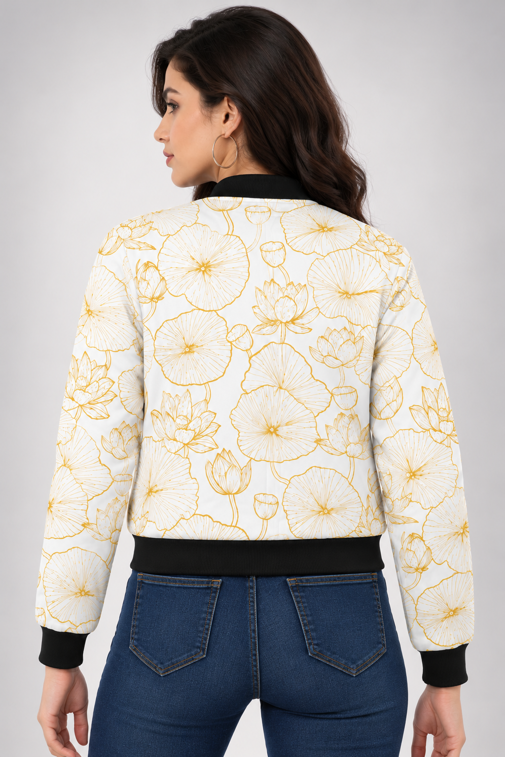 Golden Bloom Women’s AOP Bomber Jacket