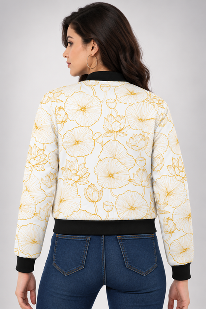 Golden Bloom Women’s AOP Bomber Jacket