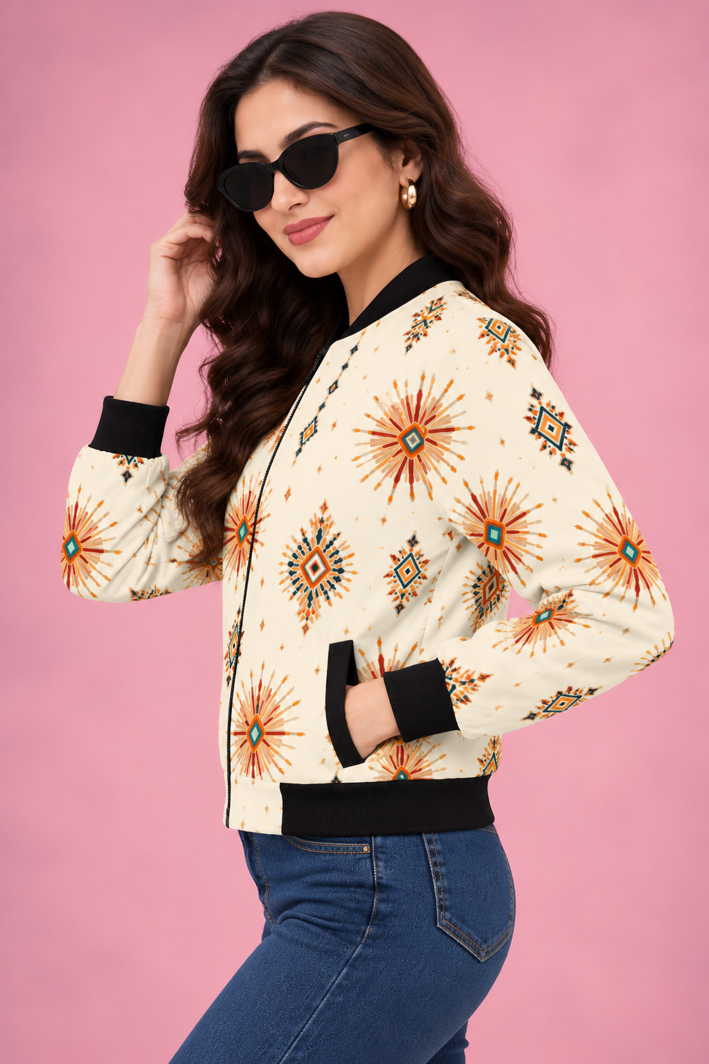Desert Radiance Women’s AOP Bomber Jacket