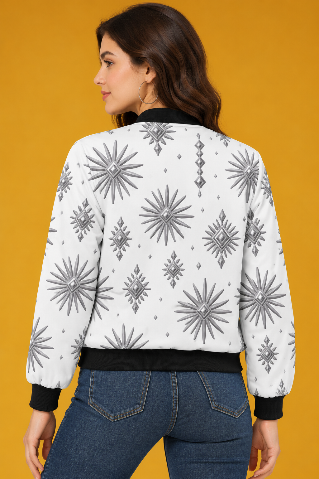 Silver Starburst Women’s AOP Bomber Jacket