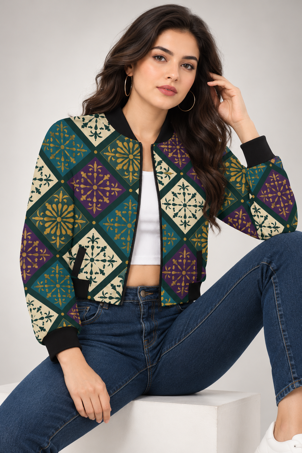 Jewel Mosaic Women’s AOP Bomber Jacket