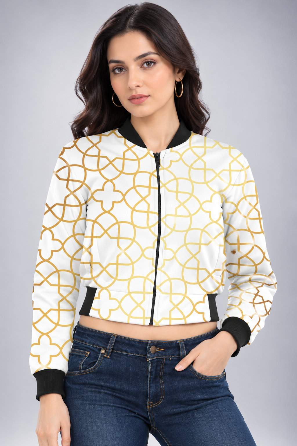 Golden Mosaic Women’s AOP Bomber Jacket