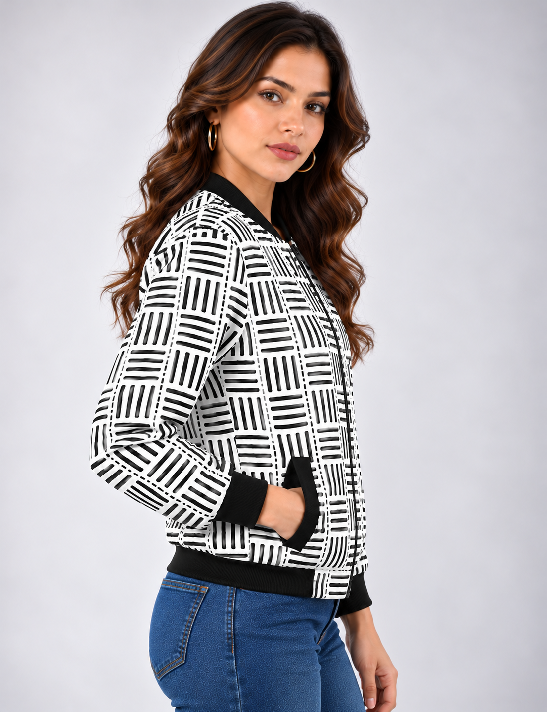 Monochrome Weave Women’s AOP Bomber Jacket