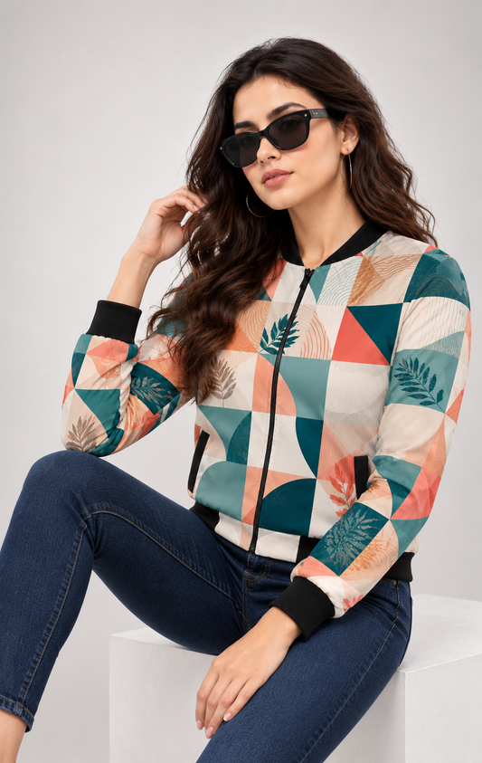 Botanical Mosaic Women’s AOP Bomber Jacket
