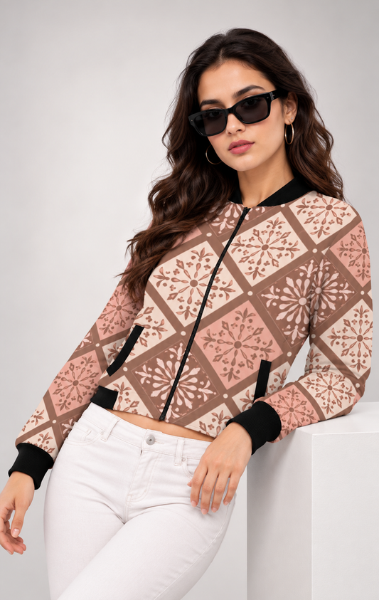 Rosewood Mosaic Women’s AOP Bomber Jacket