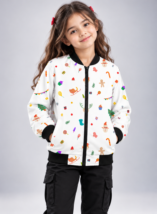 Christmas Cheer AOP Kids Bomber Jacket