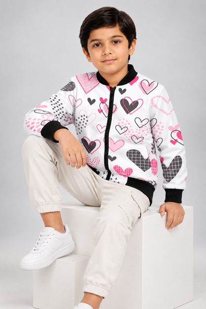 Heart Pop AOP Kids Bomber Jacket