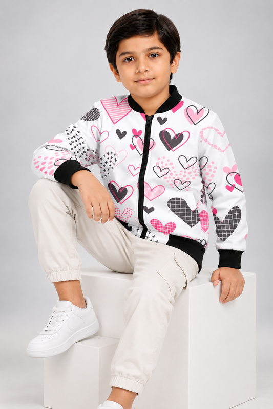 Heart Pop AOP Kids Bomber Jacket