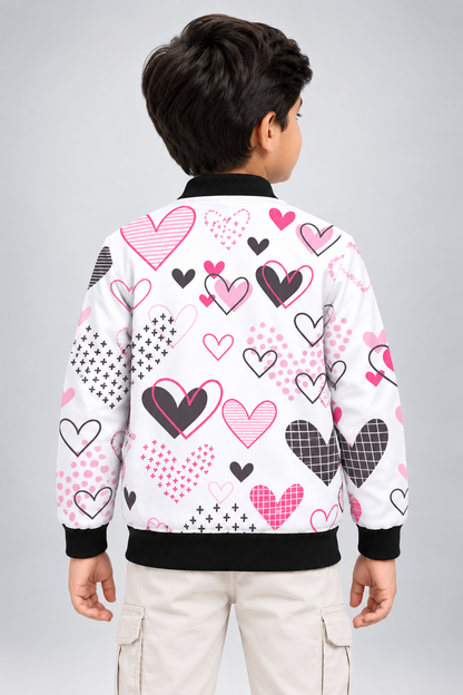 Heart Pop AOP Kids Bomber Jacket