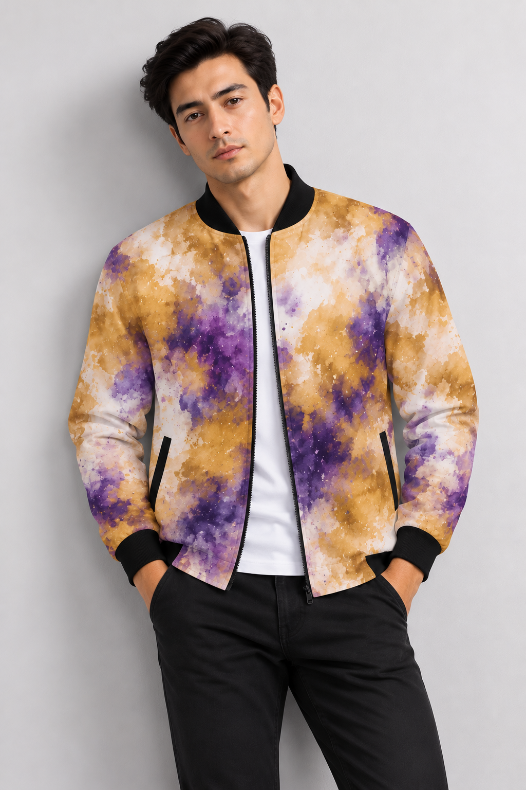 Amethyst Gold Mist AOP Bomber Jacket