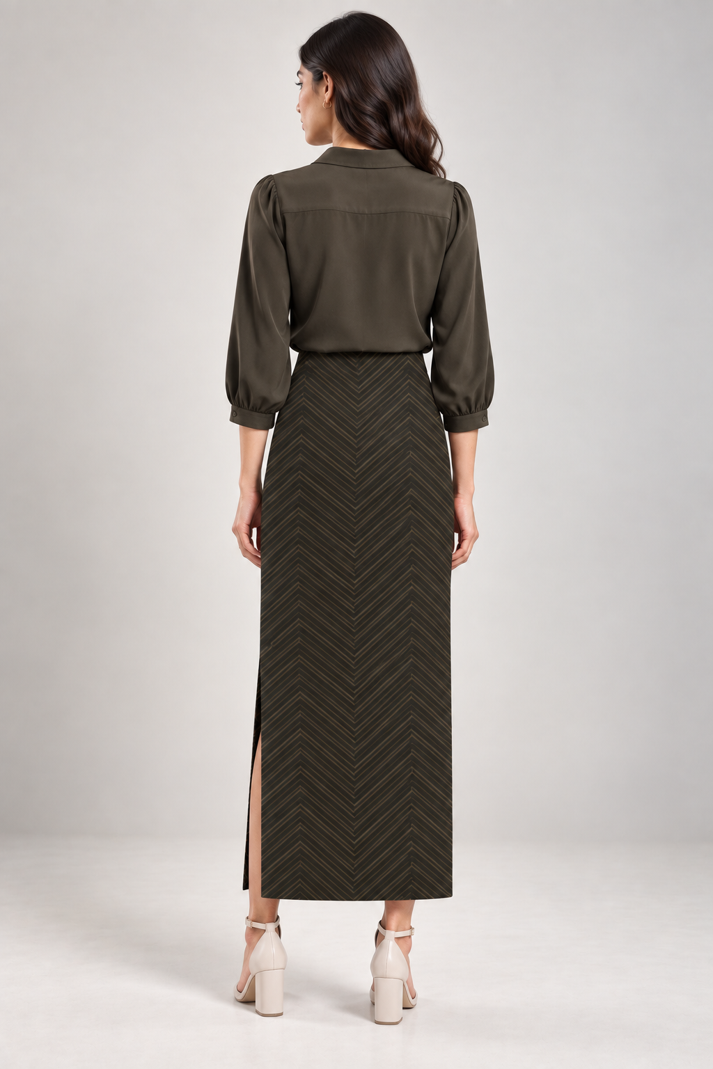 Midnight Chevron AOP Pencil Skirt