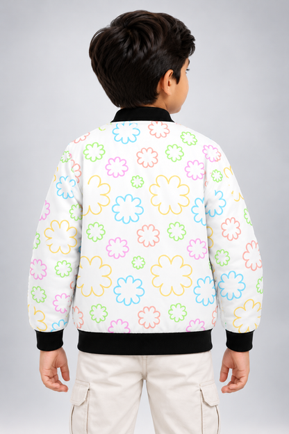 Playful Petals AOP Kids Bomber Jacket