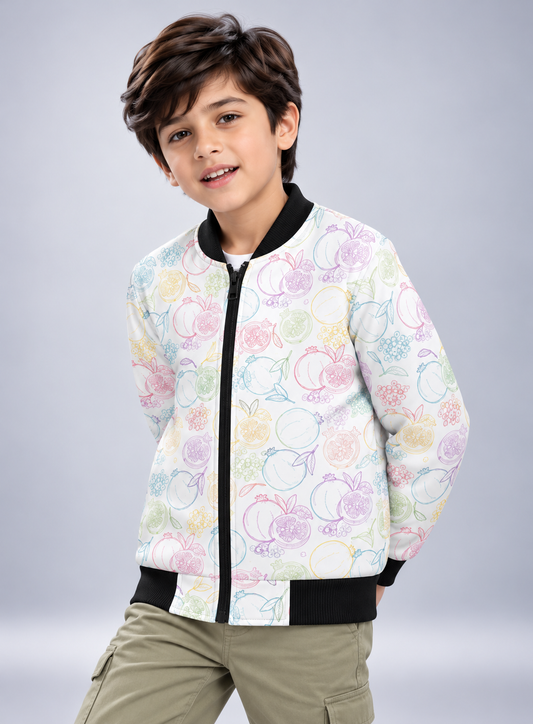 Pastel Orchard AOP Kids Bomber Jacket
