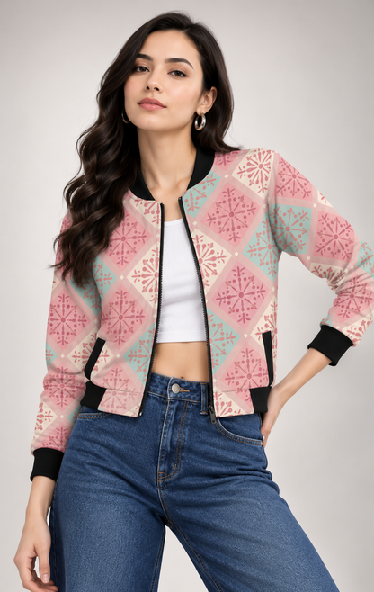 Blush Mosaic Women’s AOP Bomber Jacket