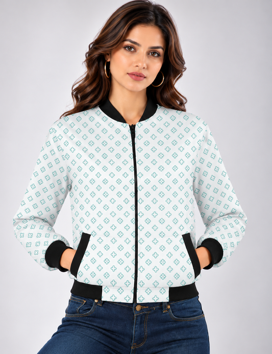 Mint Mosaic Women’s AOP Bomber Jacket