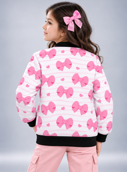 Pretty Bow AOP Kids Bomber Jacket