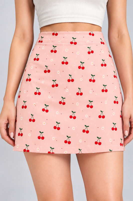 Cherry Blush AOP Mini Skirt