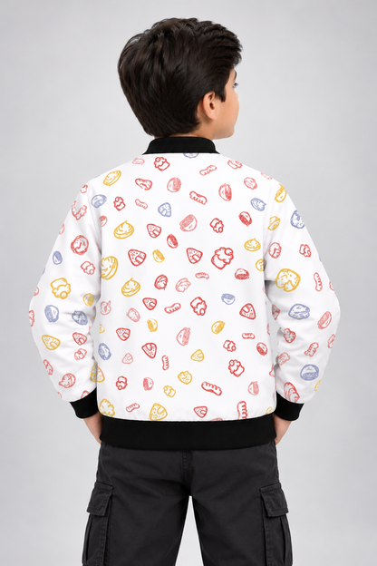 Snack Doodle AOP Kids Bomber Jacket