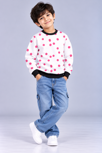 Pink Pop Polka Kids AOP Sweatshirt