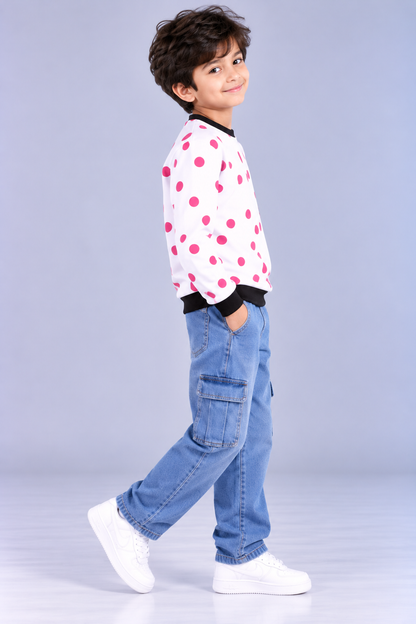 Pink Pop Polka Kids AOP Sweatshirt