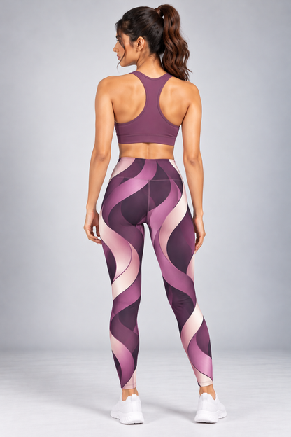 Plum Cascade AOP Gym Leggings