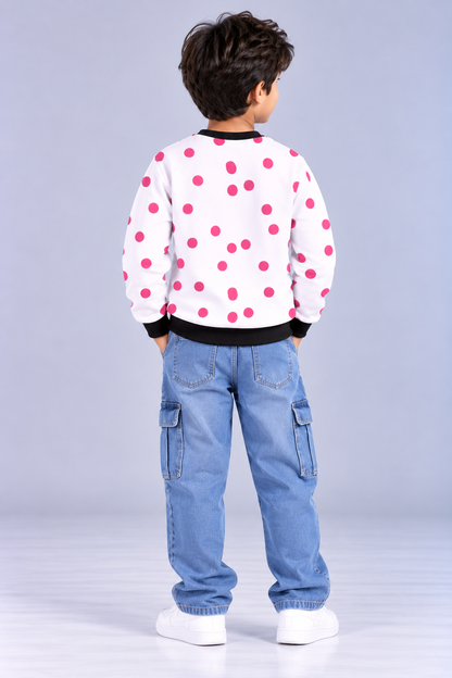 Pink Pop Polka Kids AOP Sweatshirt