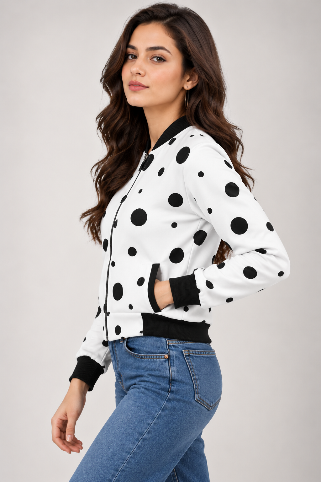 Monochrome Polka Women’s AOP Bomber Jacket
