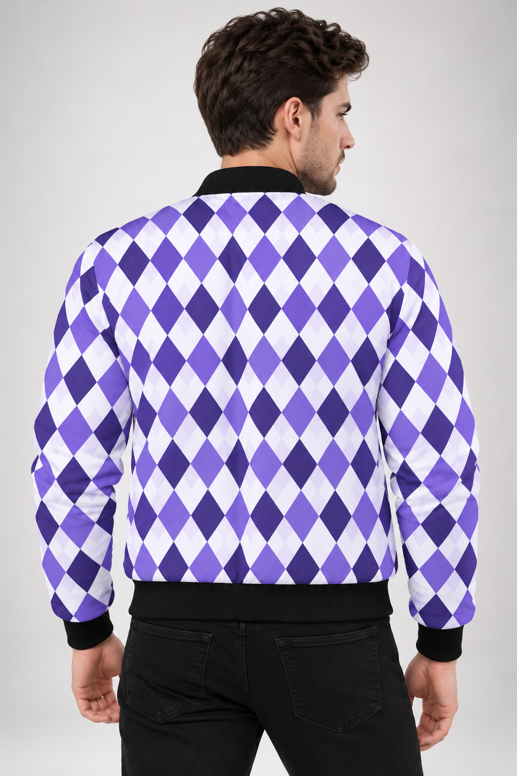 Violet Argyle AOP Bomber Jacket
