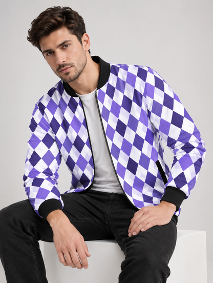 Violet Argyle AOP Bomber Jacket
